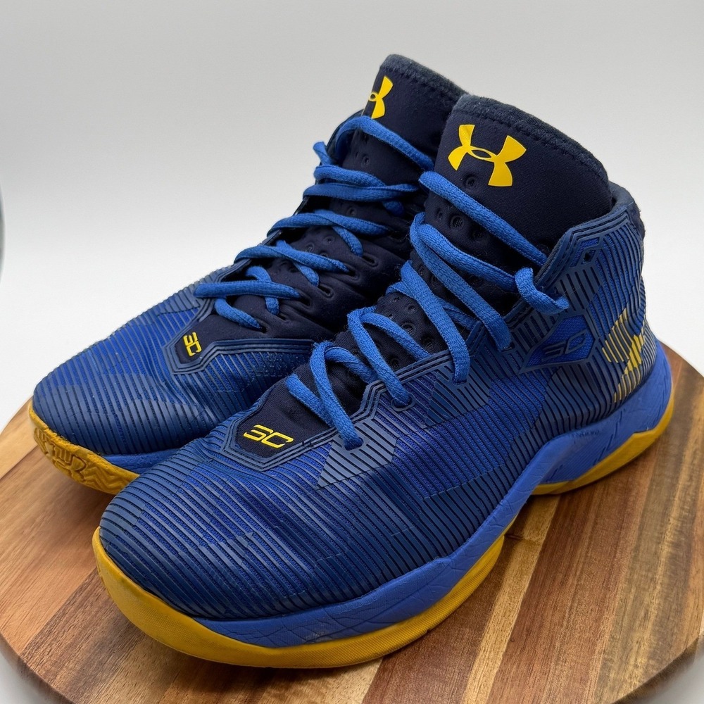 Under Armour Size 5 1/2Y Curry 2.5 Blue Yellow Basketball Shoes 0634